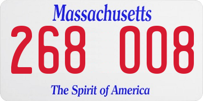 MA license plate 268OO8
