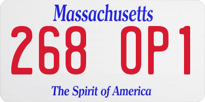MA license plate 268OP1