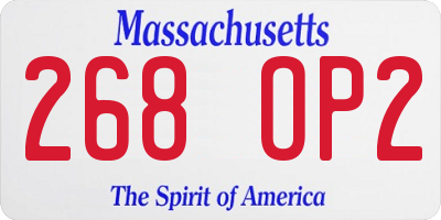 MA license plate 268OP2