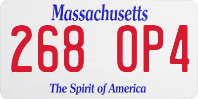 MA license plate 268OP4