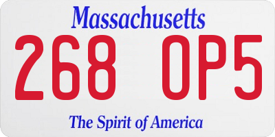 MA license plate 268OP5