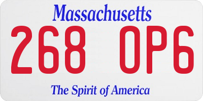 MA license plate 268OP6