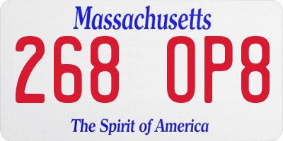 MA license plate 268OP8