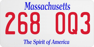 MA license plate 268OQ3