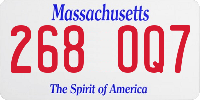 MA license plate 268OQ7