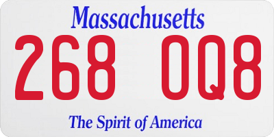 MA license plate 268OQ8