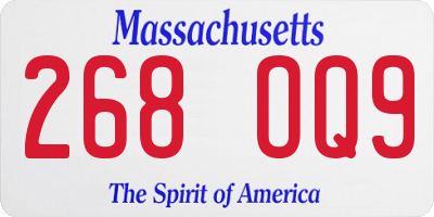 MA license plate 268OQ9