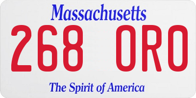 MA license plate 268OR0