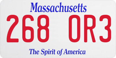 MA license plate 268OR3