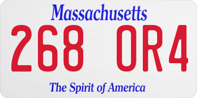 MA license plate 268OR4