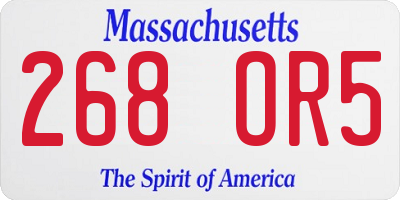 MA license plate 268OR5