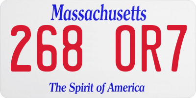 MA license plate 268OR7