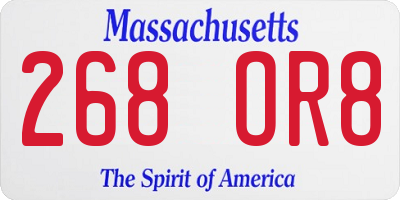MA license plate 268OR8