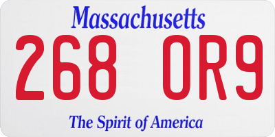 MA license plate 268OR9