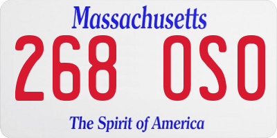 MA license plate 268OS0