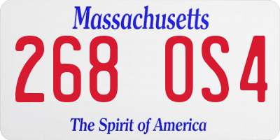 MA license plate 268OS4