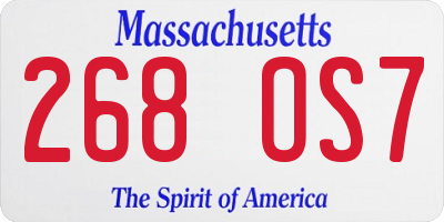 MA license plate 268OS7