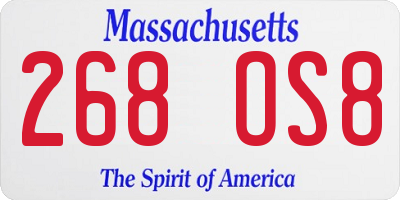 MA license plate 268OS8