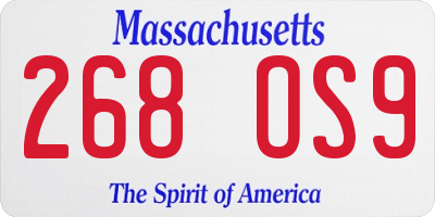 MA license plate 268OS9