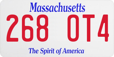 MA license plate 268OT4