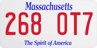 MA license plate 268OT7
