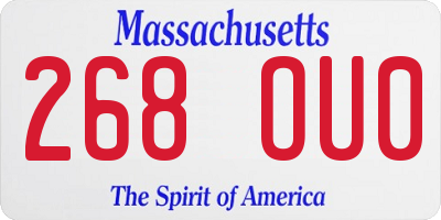 MA license plate 268OU0