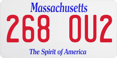 MA license plate 268OU2