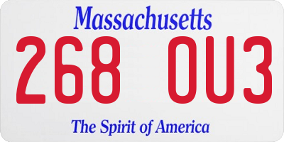 MA license plate 268OU3