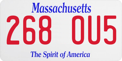 MA license plate 268OU5