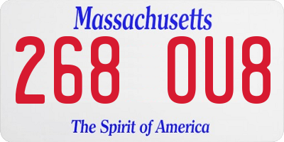 MA license plate 268OU8