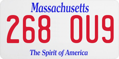 MA license plate 268OU9