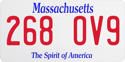 MA license plate 268OV9