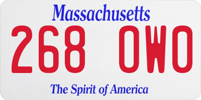 MA license plate 268OW0