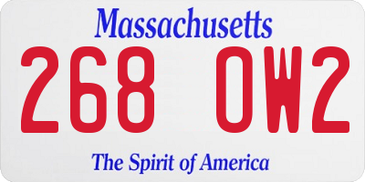 MA license plate 268OW2