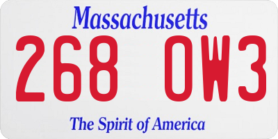 MA license plate 268OW3