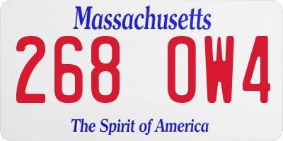 MA license plate 268OW4