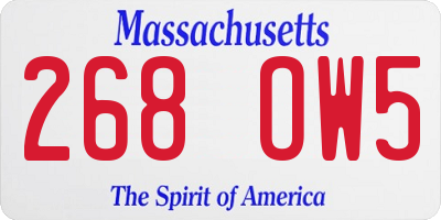 MA license plate 268OW5