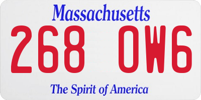 MA license plate 268OW6