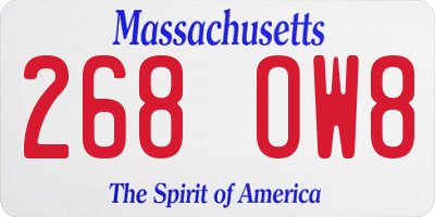 MA license plate 268OW8