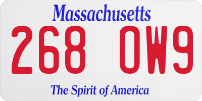 MA license plate 268OW9