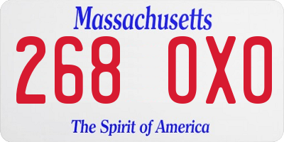 MA license plate 268OX0