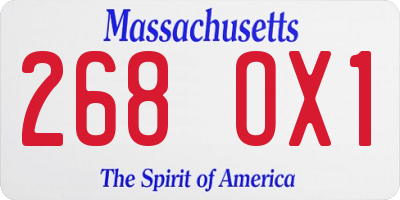 MA license plate 268OX1
