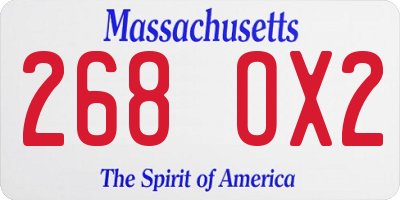MA license plate 268OX2