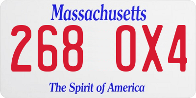 MA license plate 268OX4