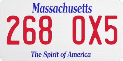 MA license plate 268OX5