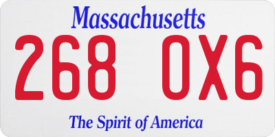 MA license plate 268OX6