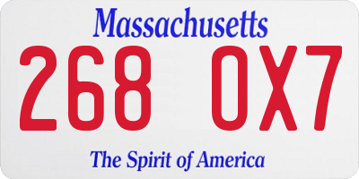 MA license plate 268OX7