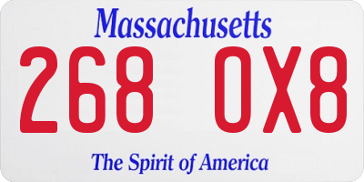 MA license plate 268OX8