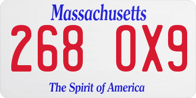MA license plate 268OX9