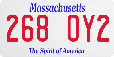 MA license plate 268OY2
